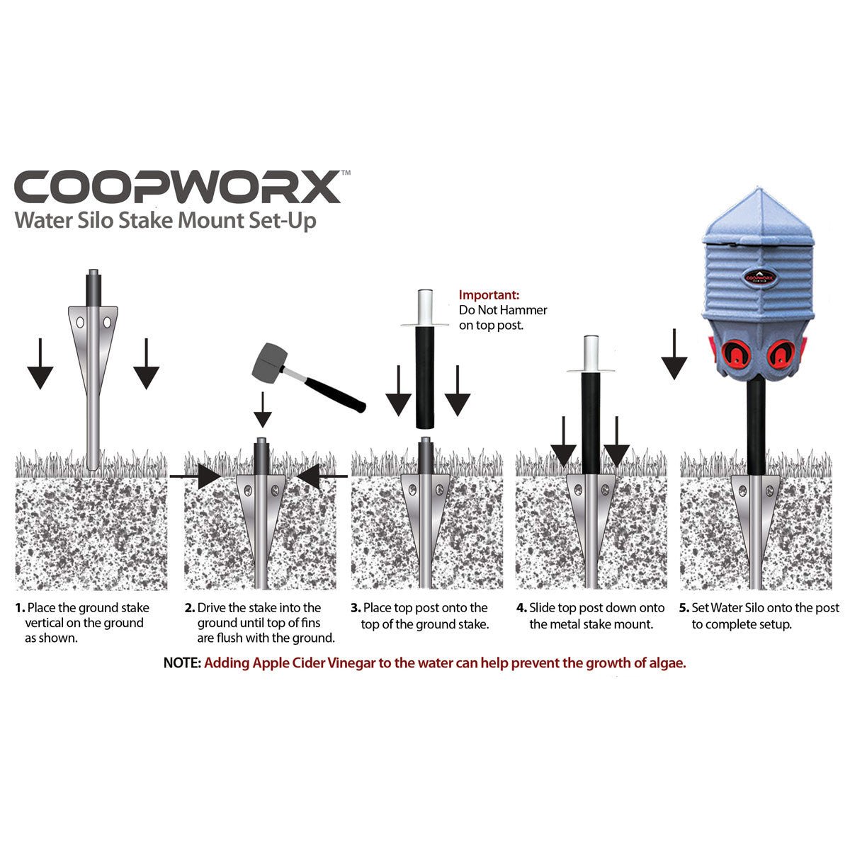 CoopWorx Silo Chicken Waterer - 8 Gallons X Base