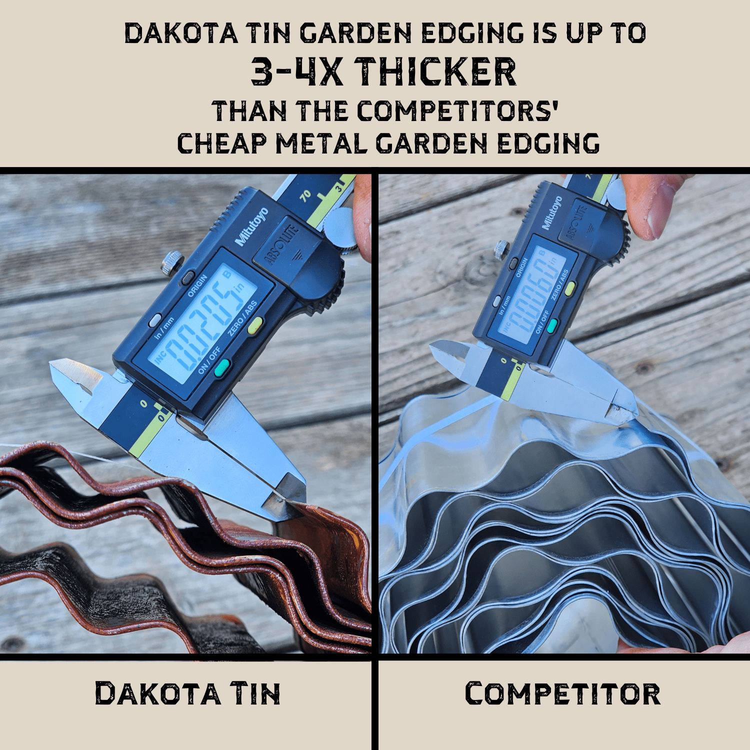Corrugated Metal Landscape Edging - 10' Lengths 6 inches tall x 10 feet long Rusted