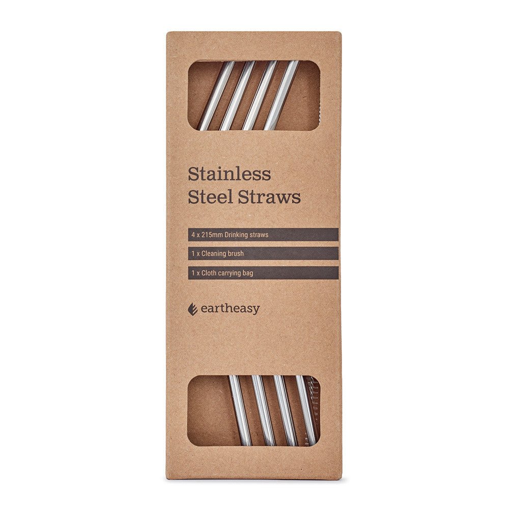 Curved Stainless Steel Straws 4-Pack