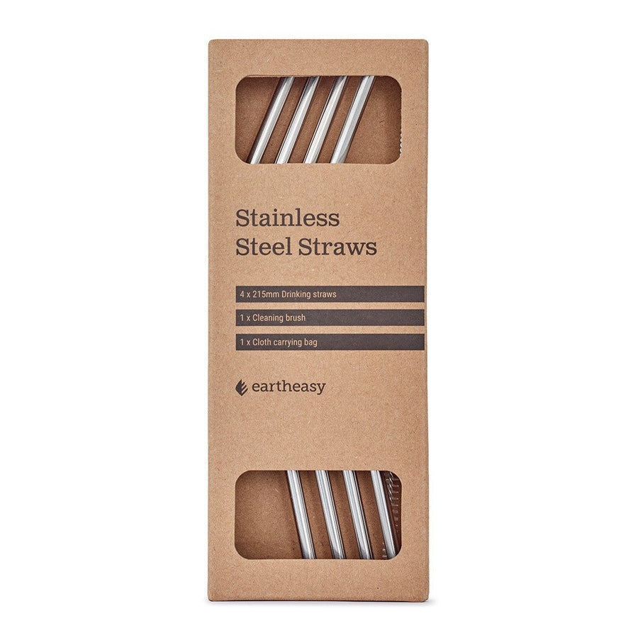Curved Stainless Steel Straws 4-Pack