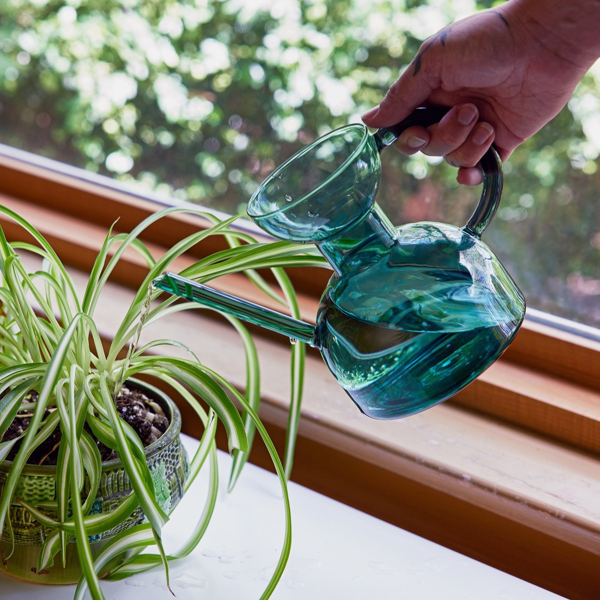 Decorative Glass Watering Can - 32 Fl Oz Lilac/Emerald