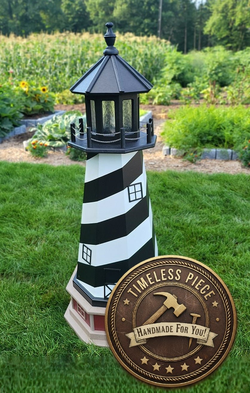 Decorative Outdoor Solar Lighthouse – Cape Hatteras Lawn Ornament Wood 2ft. Yes
