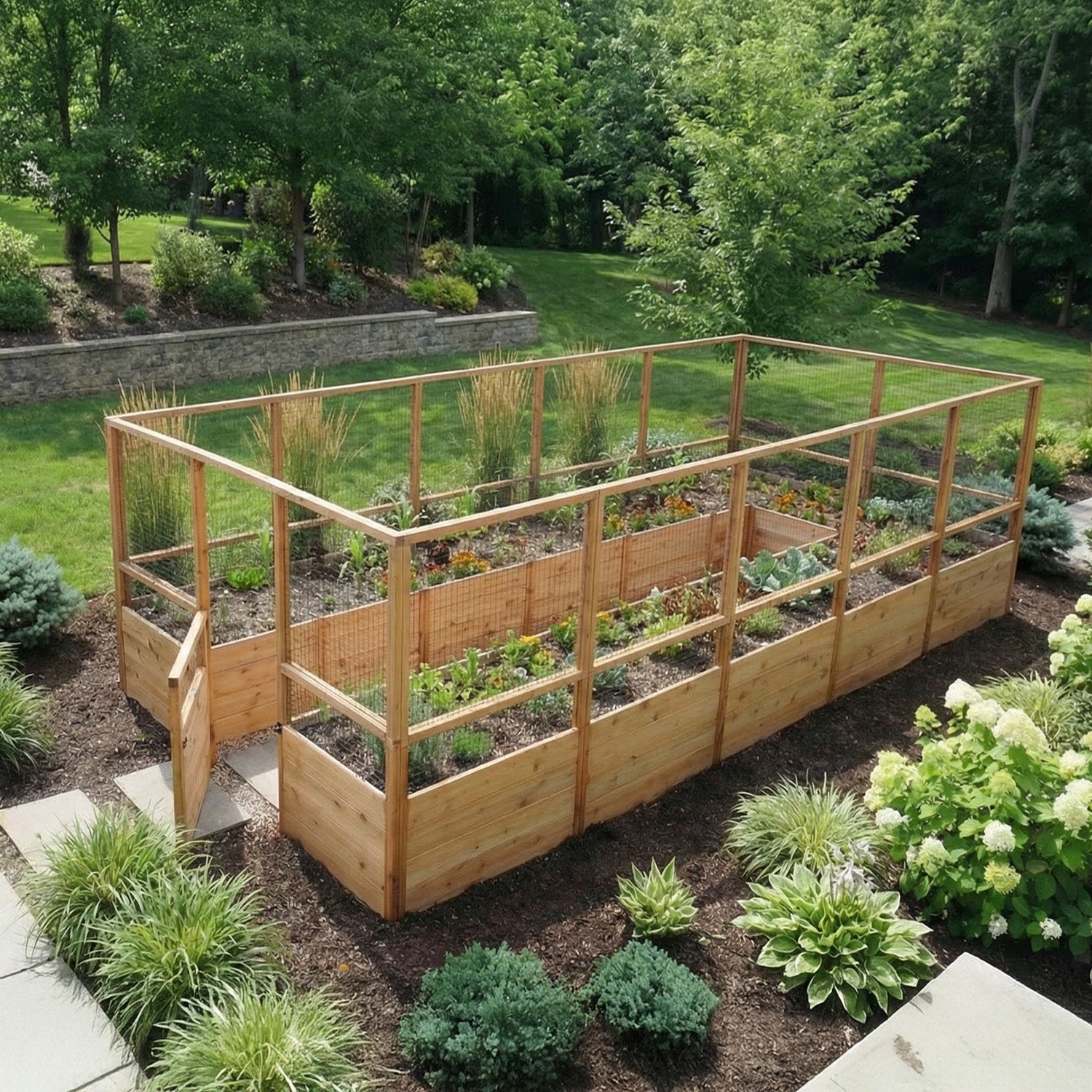 Deer Proof Cedar Complete Raised Garden Bed Kit - 8' x 16' option3
