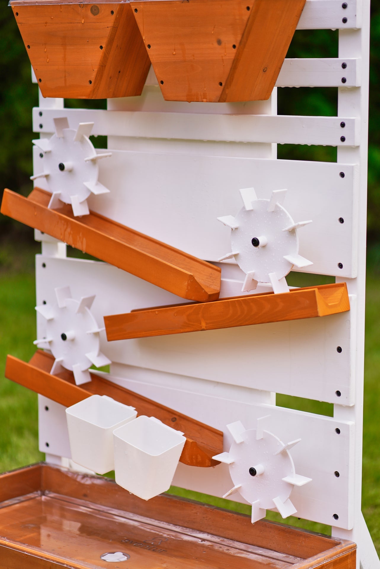 Interactive Wooden Water Table - Multi-Level Sensory Play Station & Bench