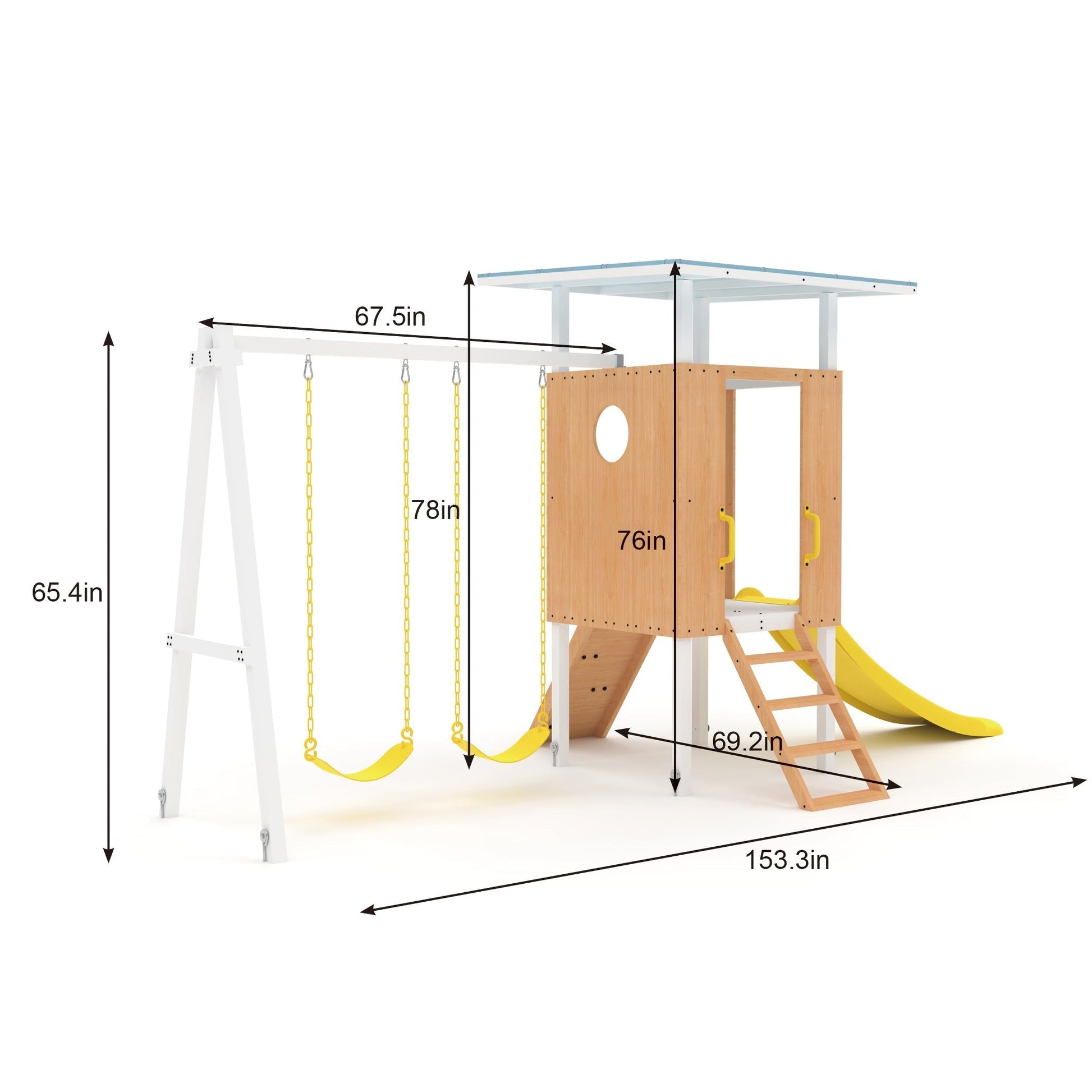 Forest Compact Wooden Playhouse & Swing Frame - Outdoor Toddler Swing Set option3