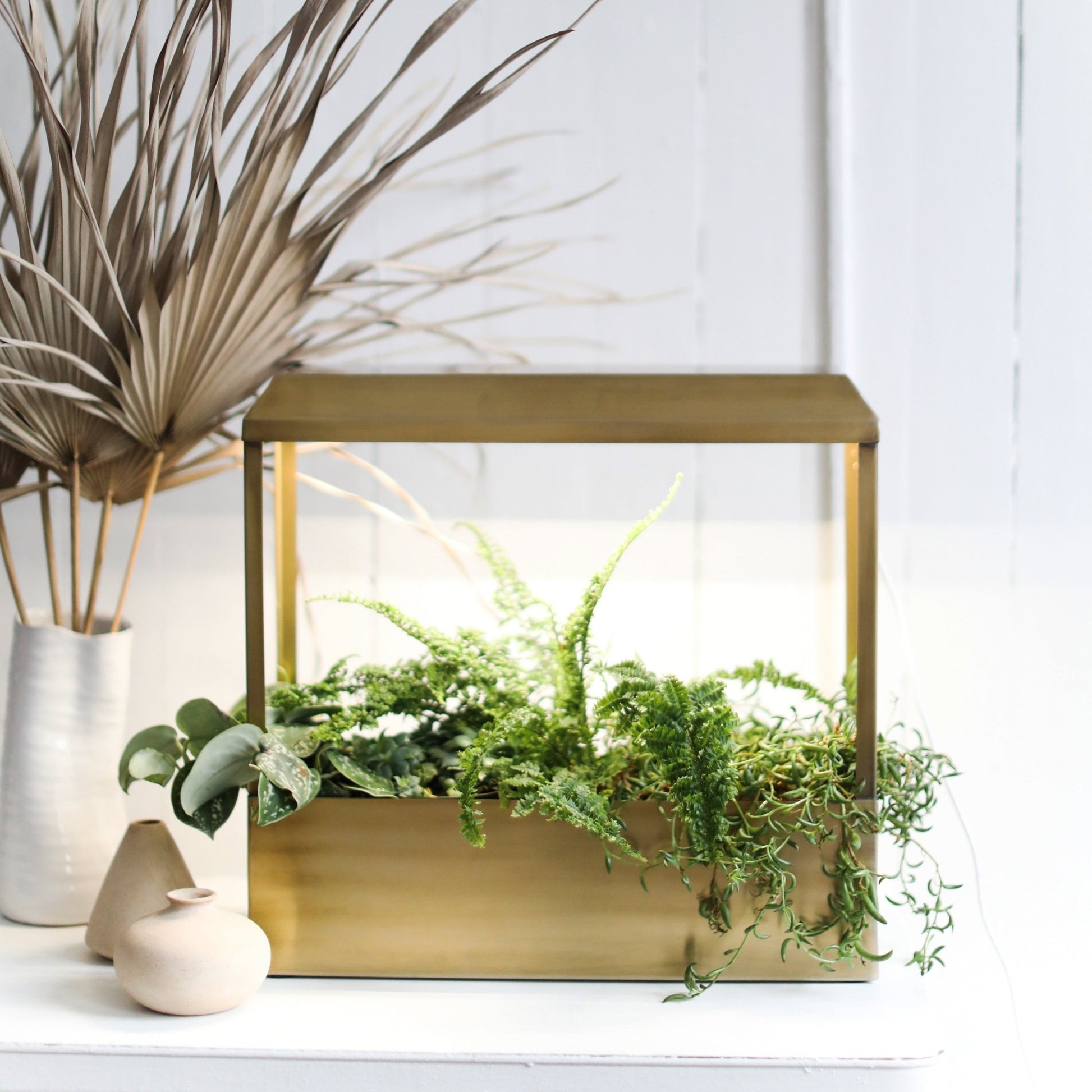 Full-Spectrum LED Smart Growhouse Planter Brass