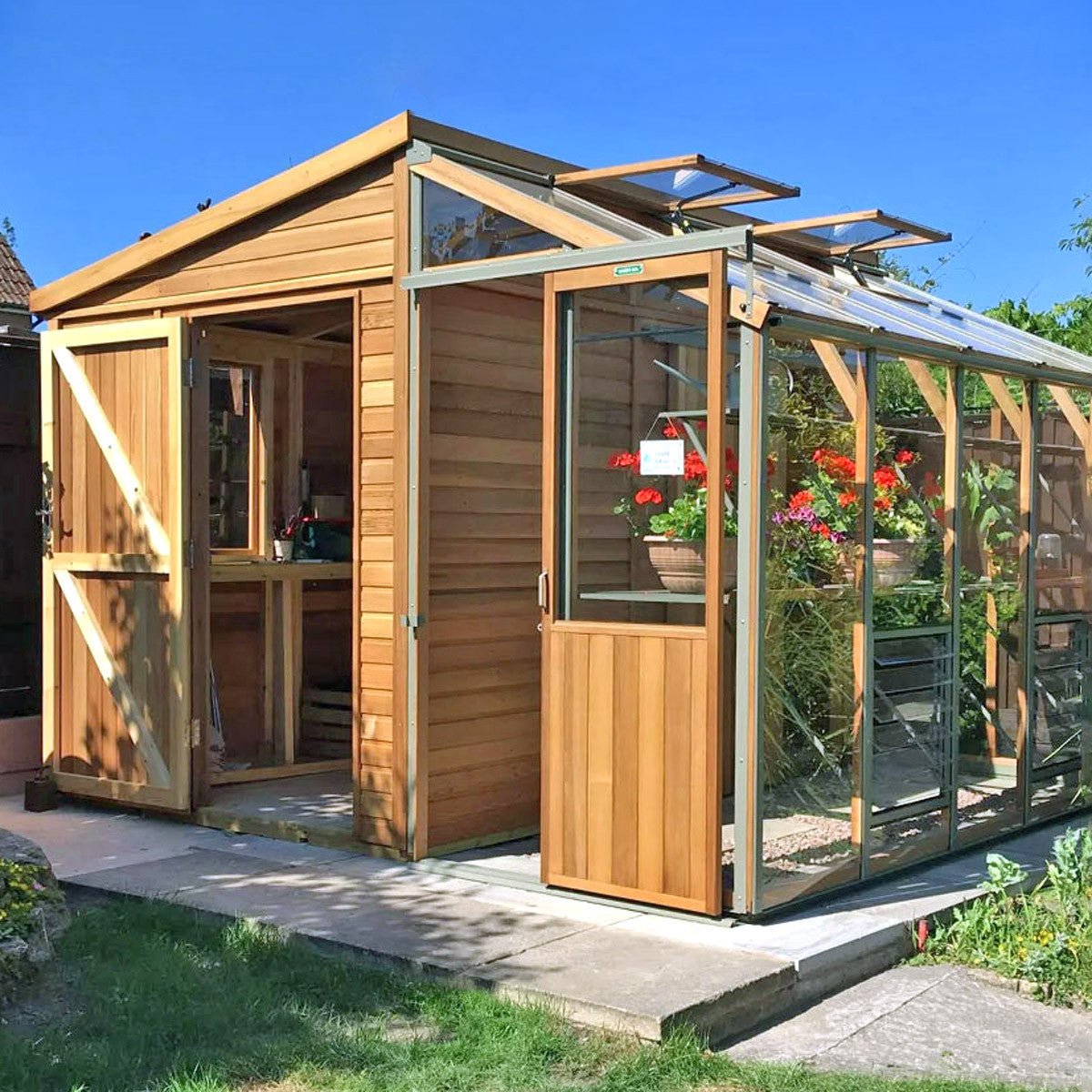 Fusion Cedar Greenhouse and Workshop 10' Long Left