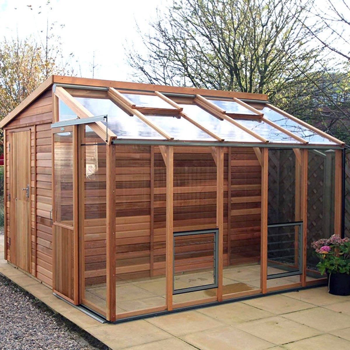 Fusion Cedar Greenhouse and Workshop 10' Long Left