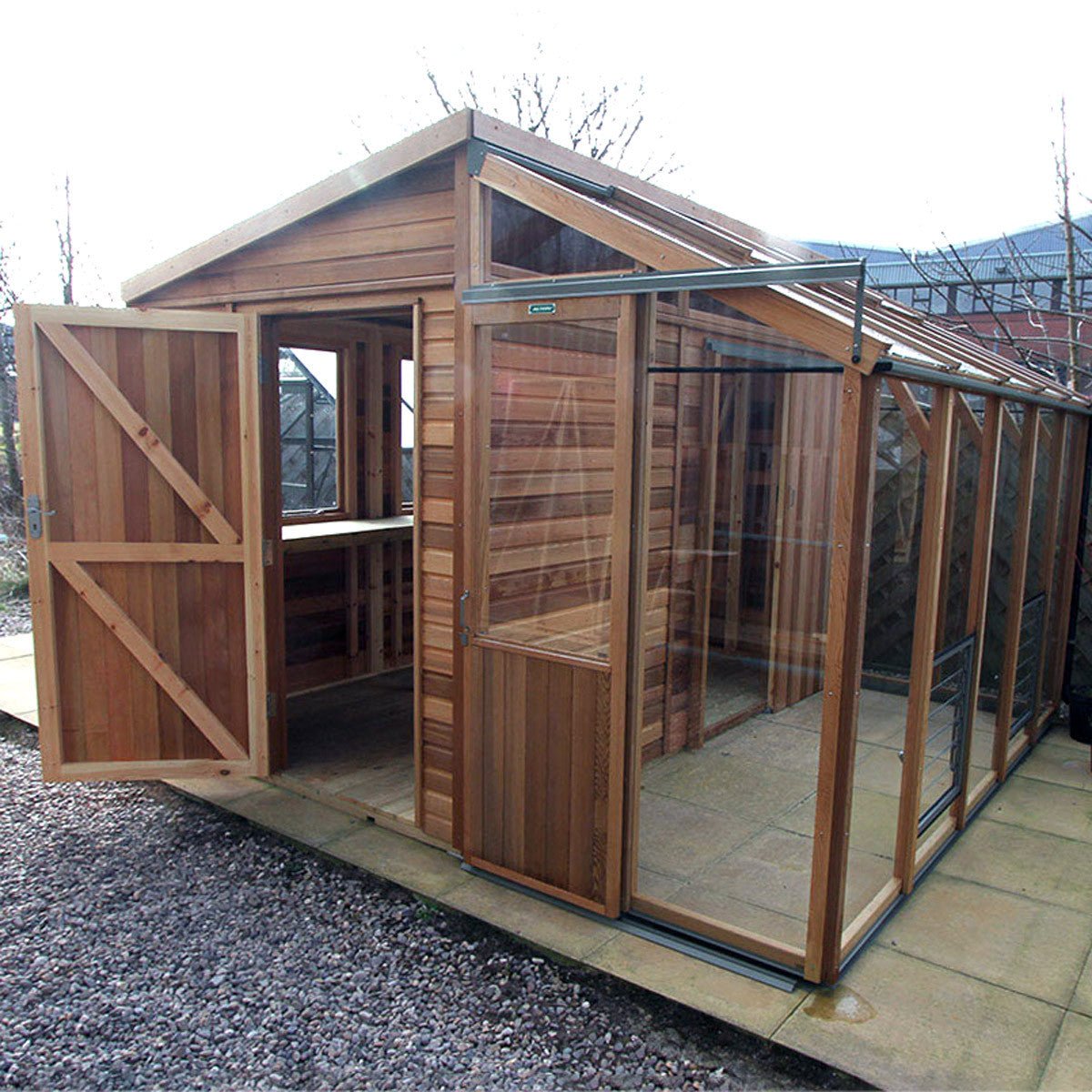 Fusion Cedar Greenhouse and Workshop 10' Long Left