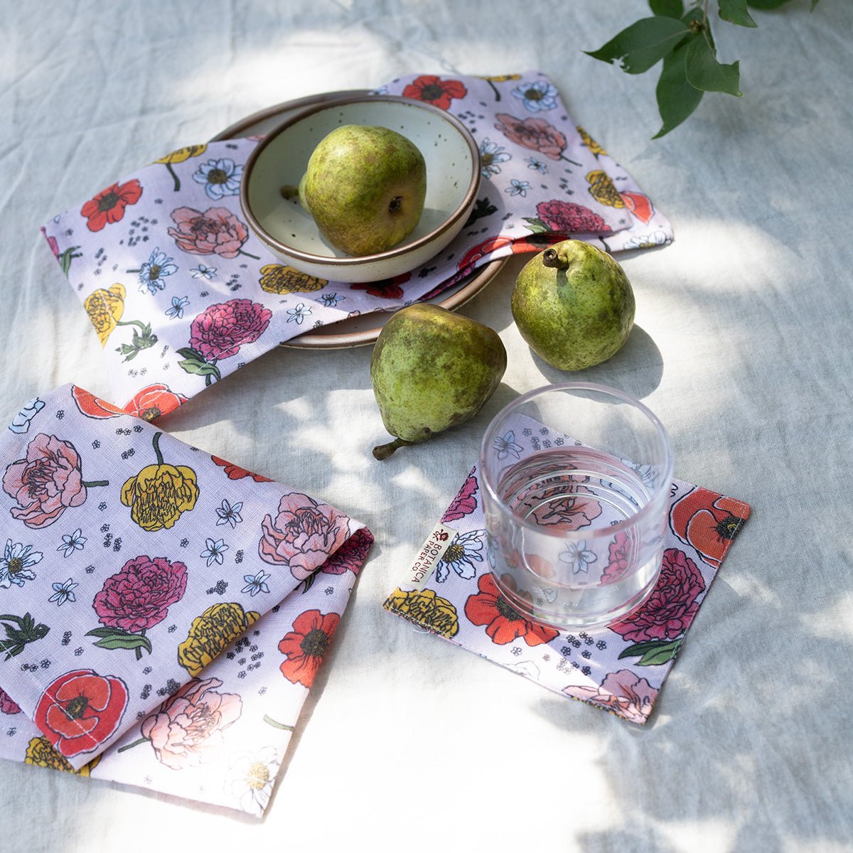Garden Flora Linen Table Napkins - Set of 2