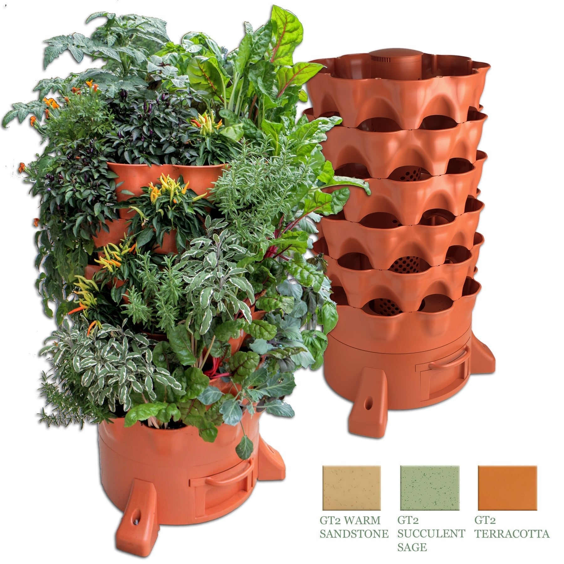 Garden Tower 2™ 50-Plant Vertical Garden Planter & Composter Terracotta option3