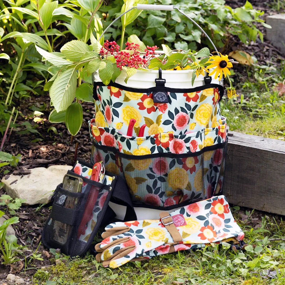 Gardening Tool Bucket Caddy Heirloom Pattern option3