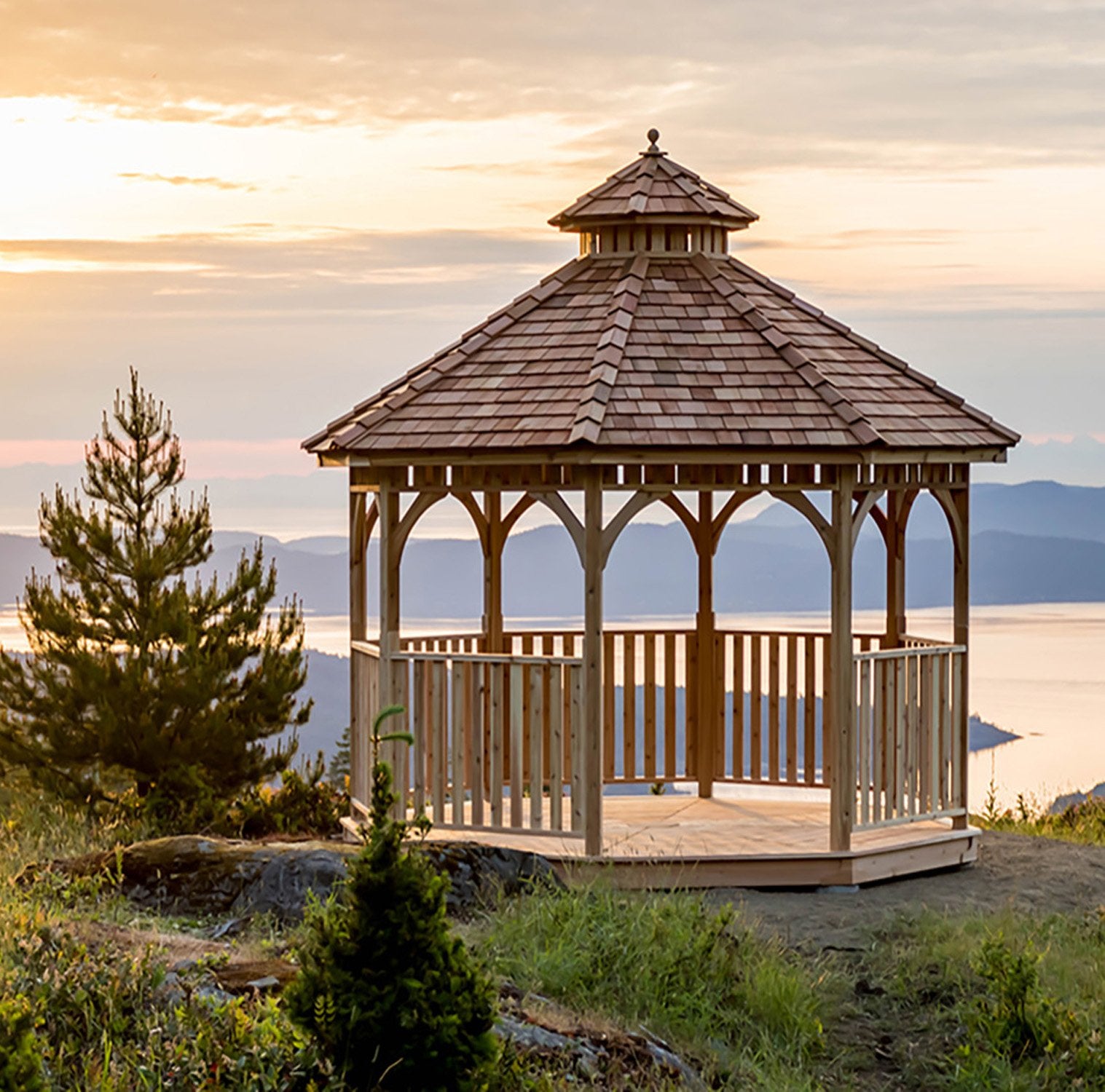12' Cedar Panelized Octagon Gazebo