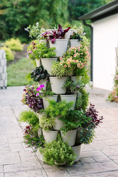 vertical garden planter pots 7 Tier GreenStalk Garden Leaf Vertical Planter - Basic Texture Stunning Stone