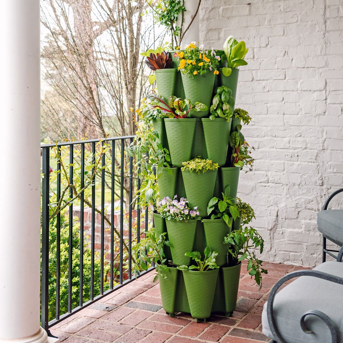 Greenstalk Vertical Planter - Basket Weave 5-Tier (10" Pockets) Evergreen
