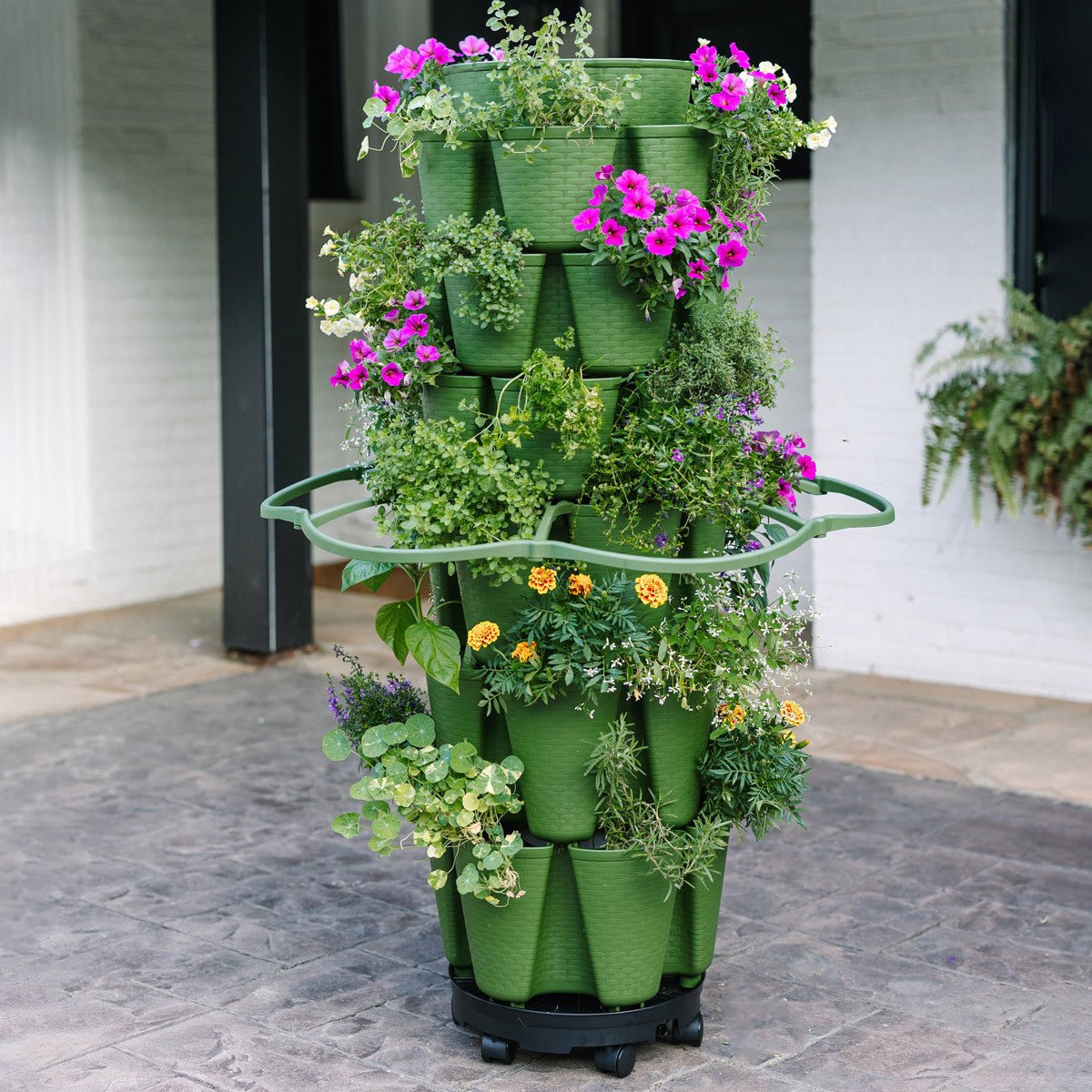 Greenstalk Vertical Planter - Basket Weave 5-Tier (10" Pockets) Evergreen