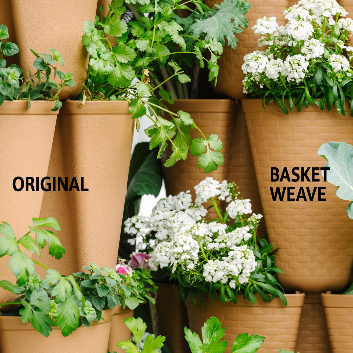 Greenstalk Vertical Planter - Basket Weave 7-Tier (7" Pockets) Evergreen