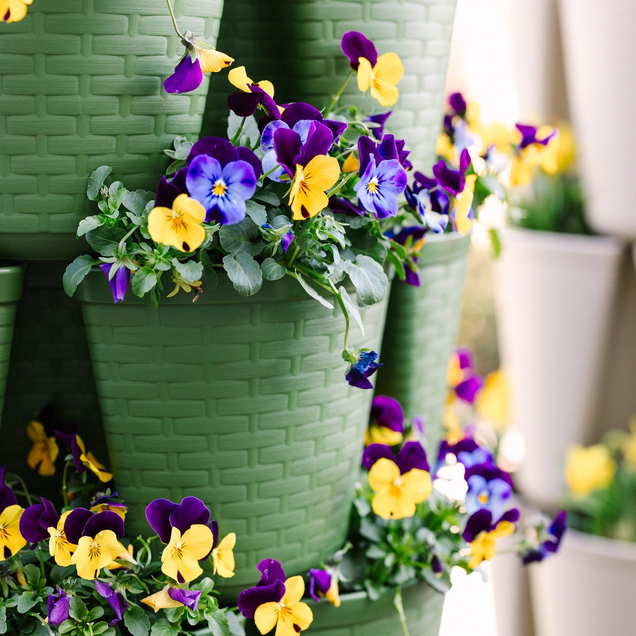 Greenstalk Vertical Planter - Basket Weave 7-Tier (7" Pockets) Evergreen