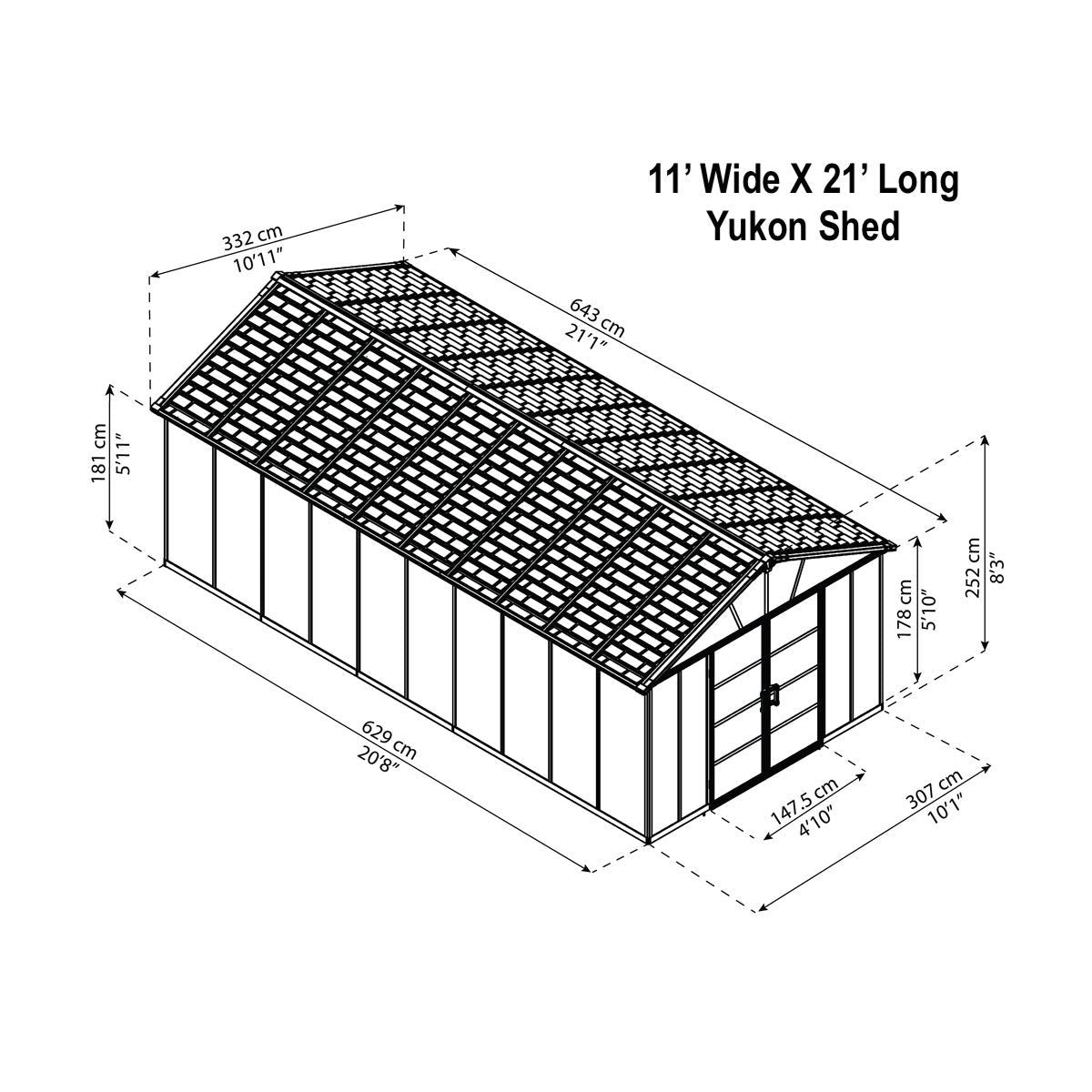 Heavy Duty Yukon Sunlit Garden & Utility Shed 11' X 9'