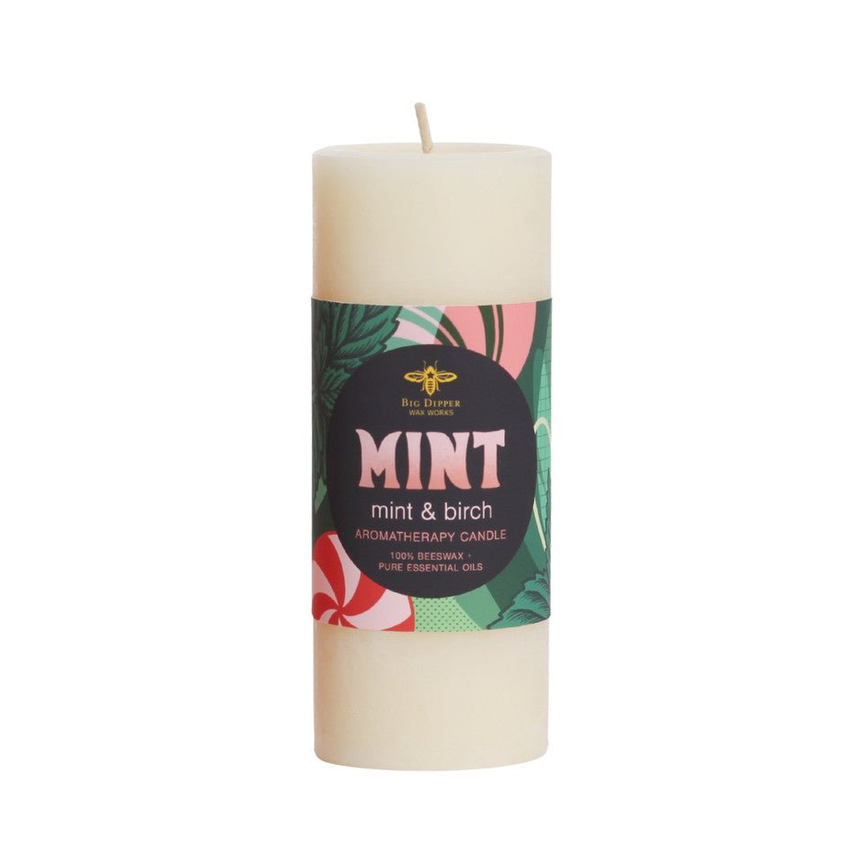 Holiday Aromatherapy Beeswax Pillars Small Mint