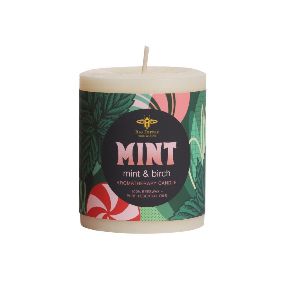 Holiday Aromatherapy Beeswax Pillars Medium Mint