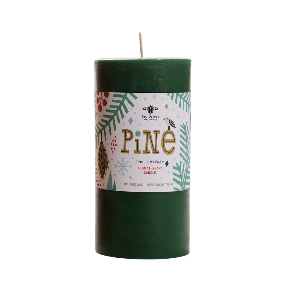 Holiday Aromatherapy Beeswax Pillars Large Pine