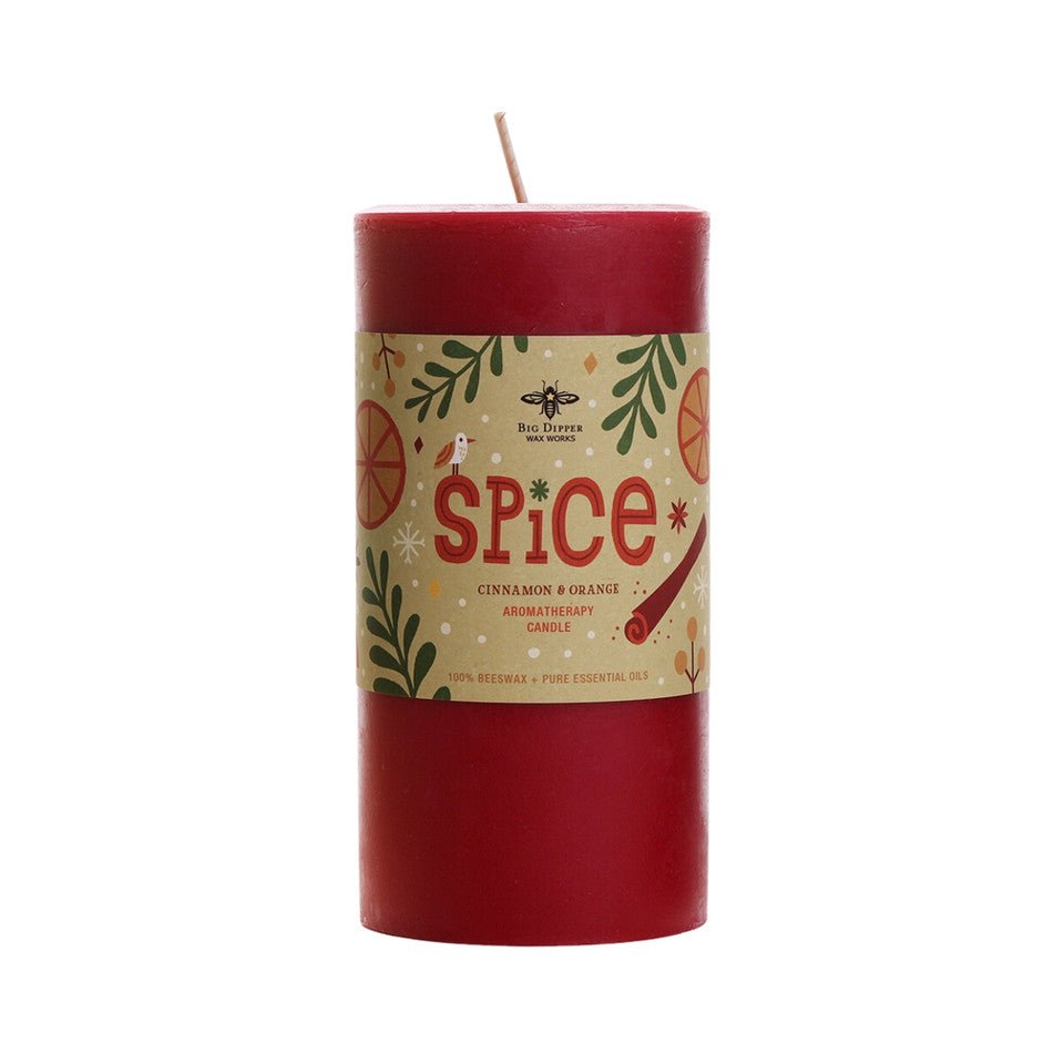 Holiday Aromatherapy Beeswax Pillars Large Spice