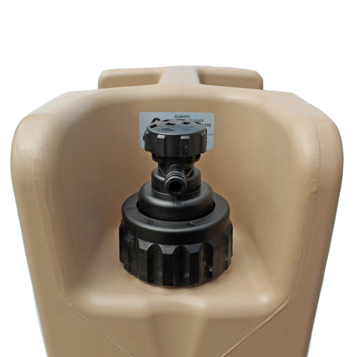 A Black tap is shown here against a Tan jerrycan. 