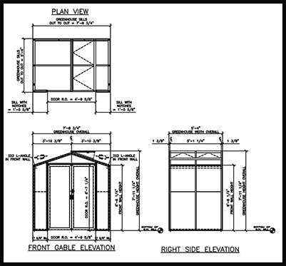 5' x 8' Compact Sago Glass Greenhouse