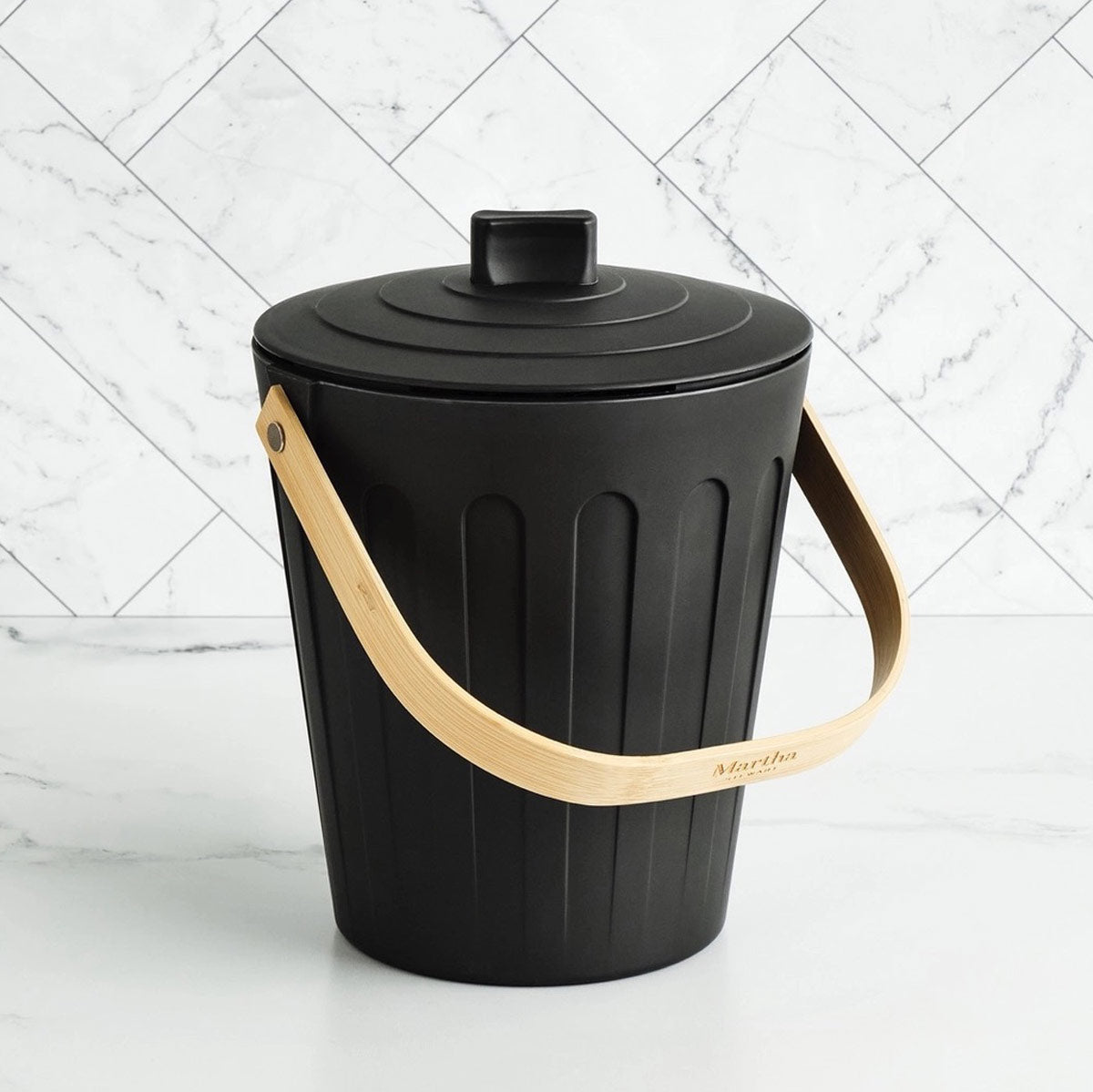 Indoor Countertop Compost Keeper - Round Charcoal Black