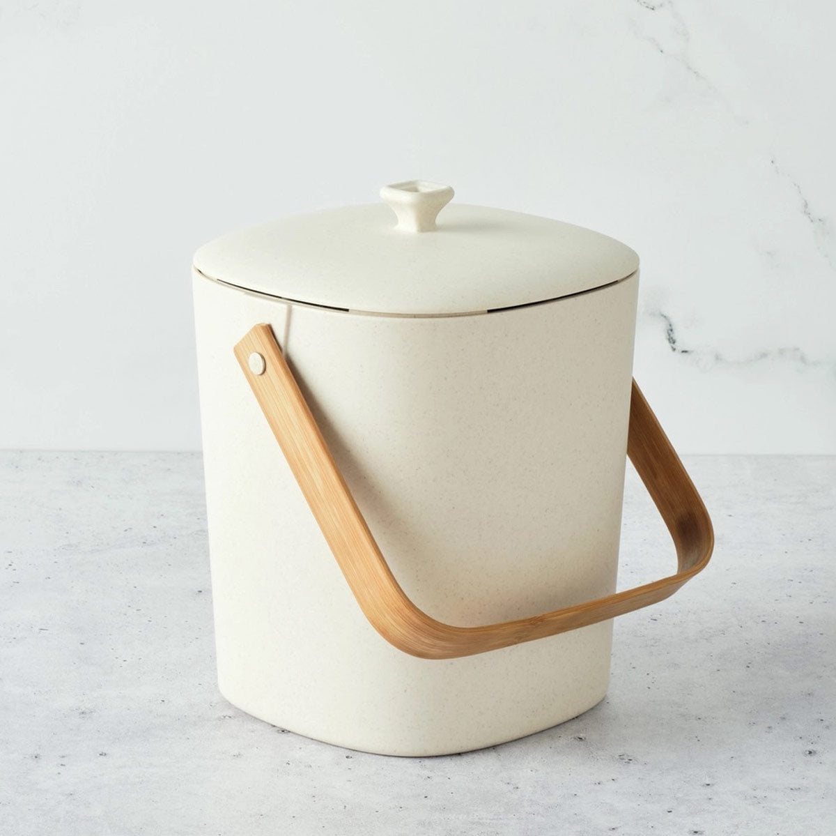 Indoor Countertop Compost Keeper - Square Linen White