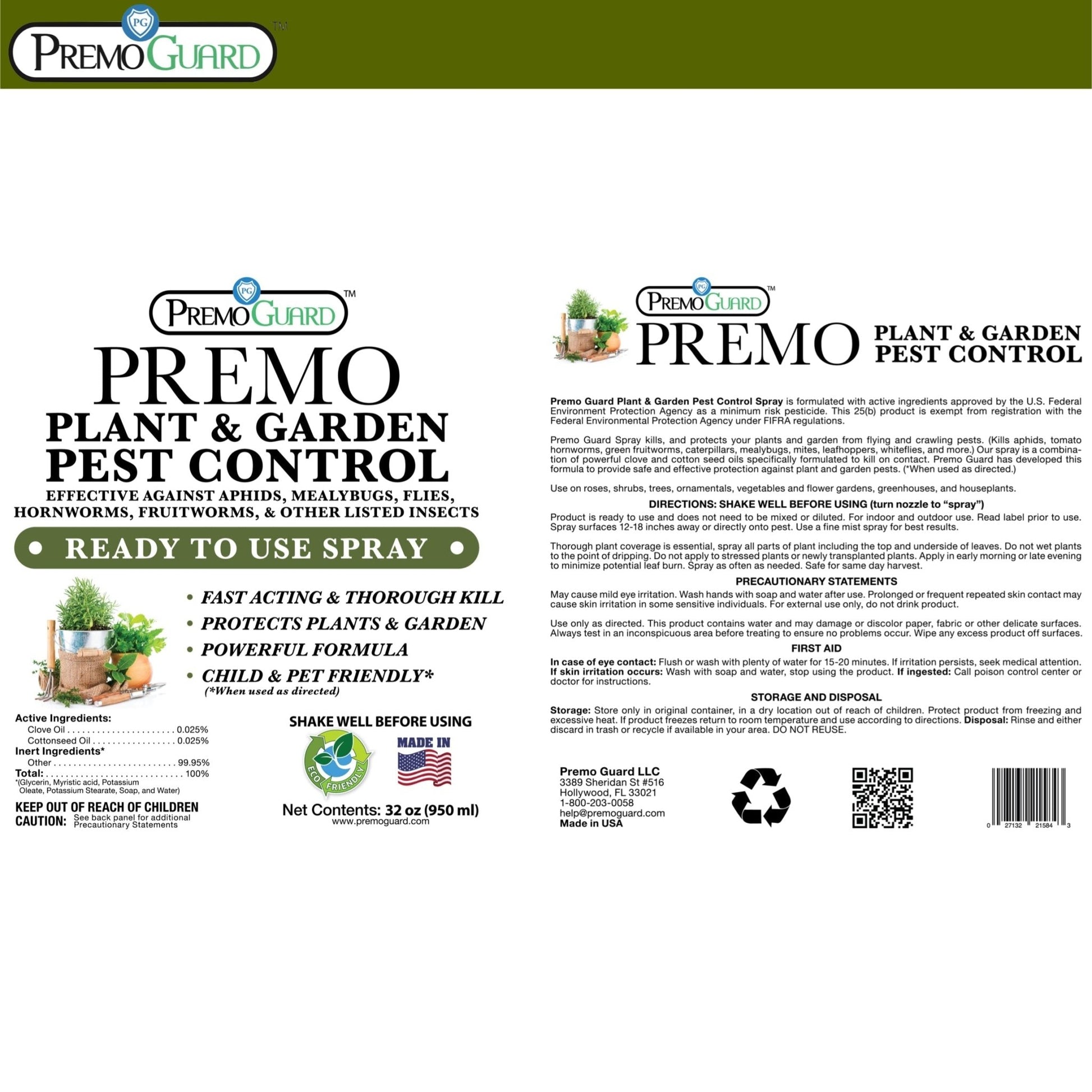 Indoor & Outdoor Plant and Garden Pest Control Spray - 32 oz