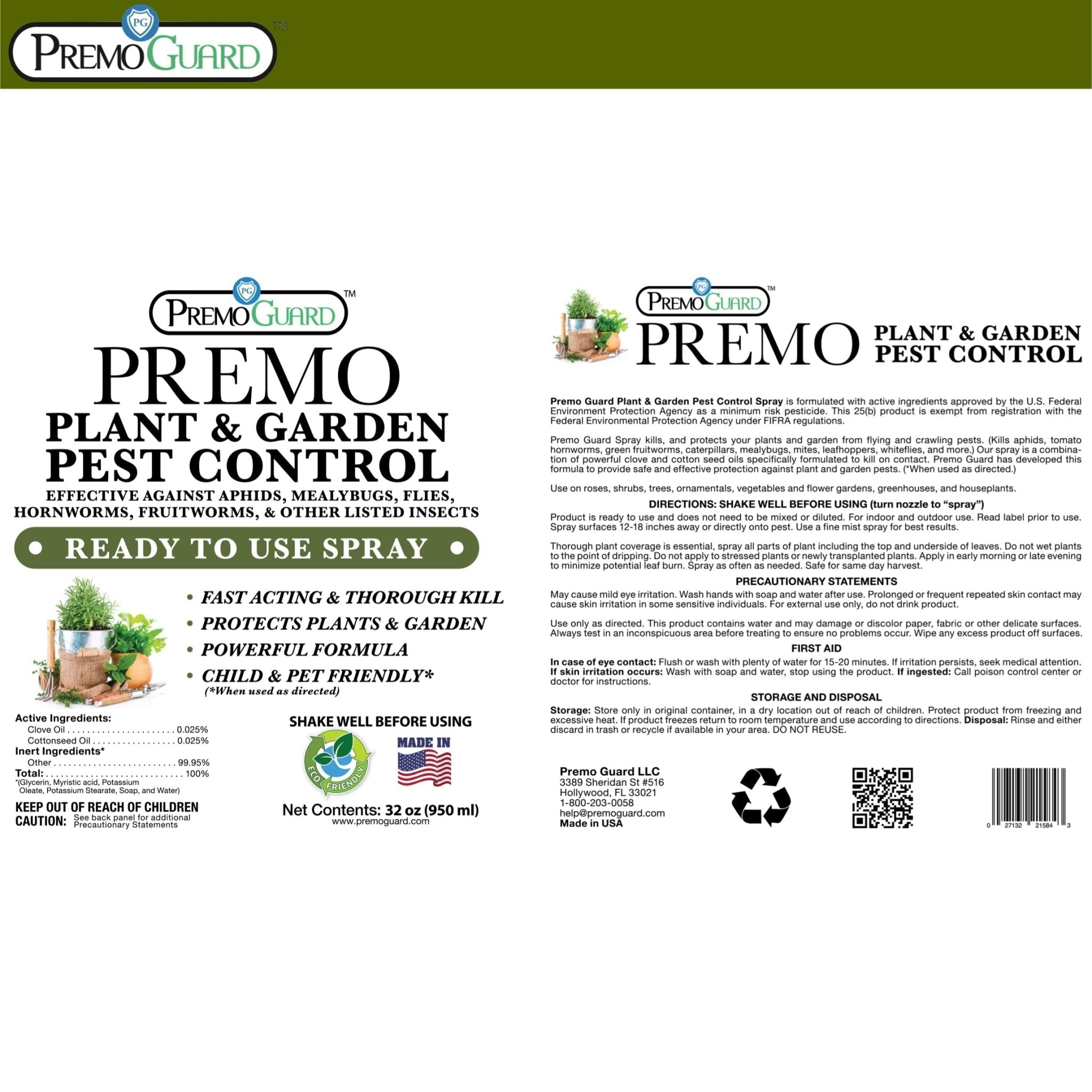 Indoor & Outdoor Plant and Garden Pest Control Spray - 32 oz