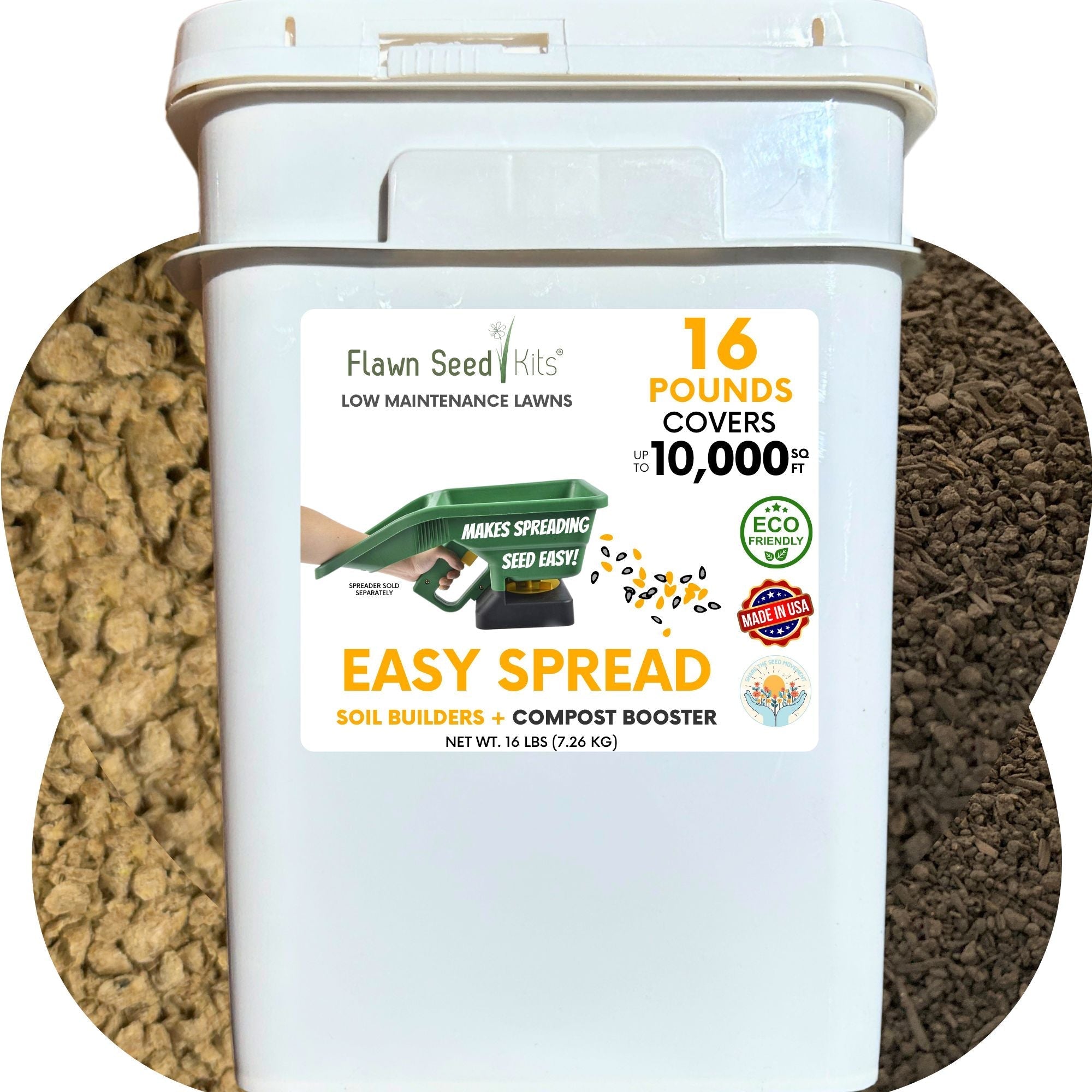 Lawn Seed Spreading Mix – Seed Carrier For Even Coverage 500 sq ft (12 oz Jar)