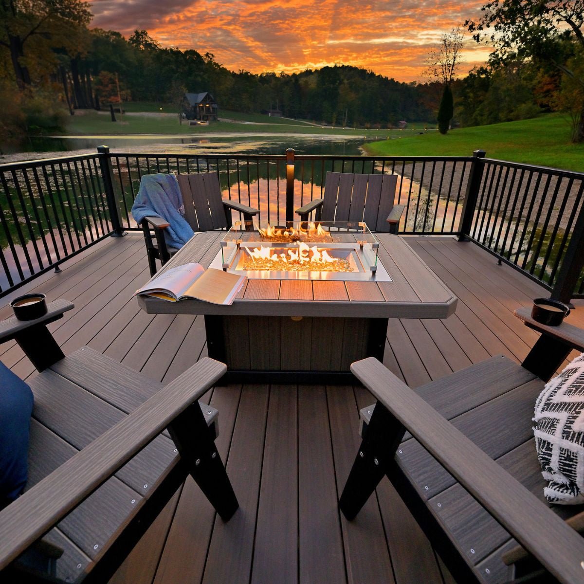 Lumin Classic Fire Pit - 51" Long antique-mahogany
