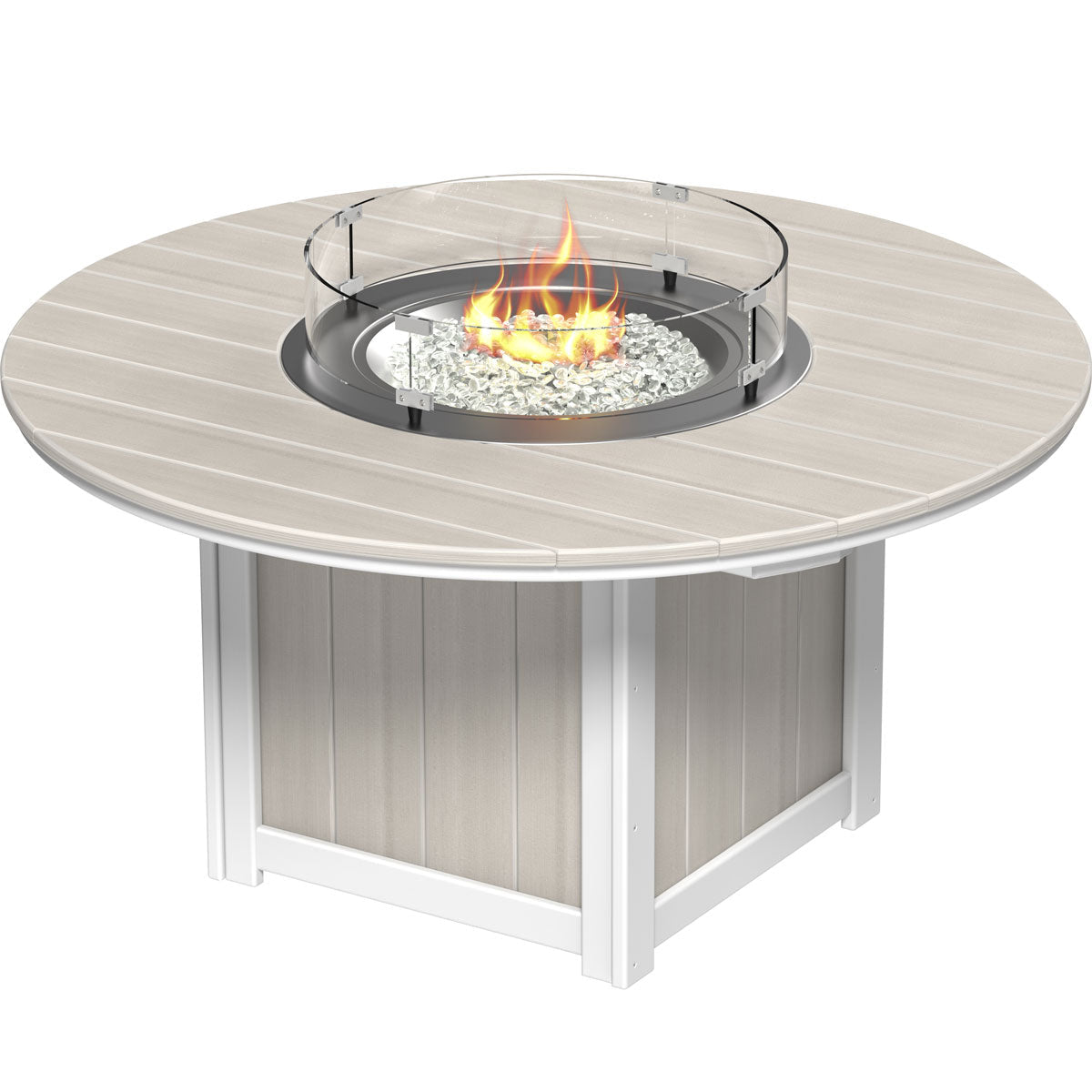 Lumin Outdoor Fire Table - 60" Round birch-white Bar Height (42") option3