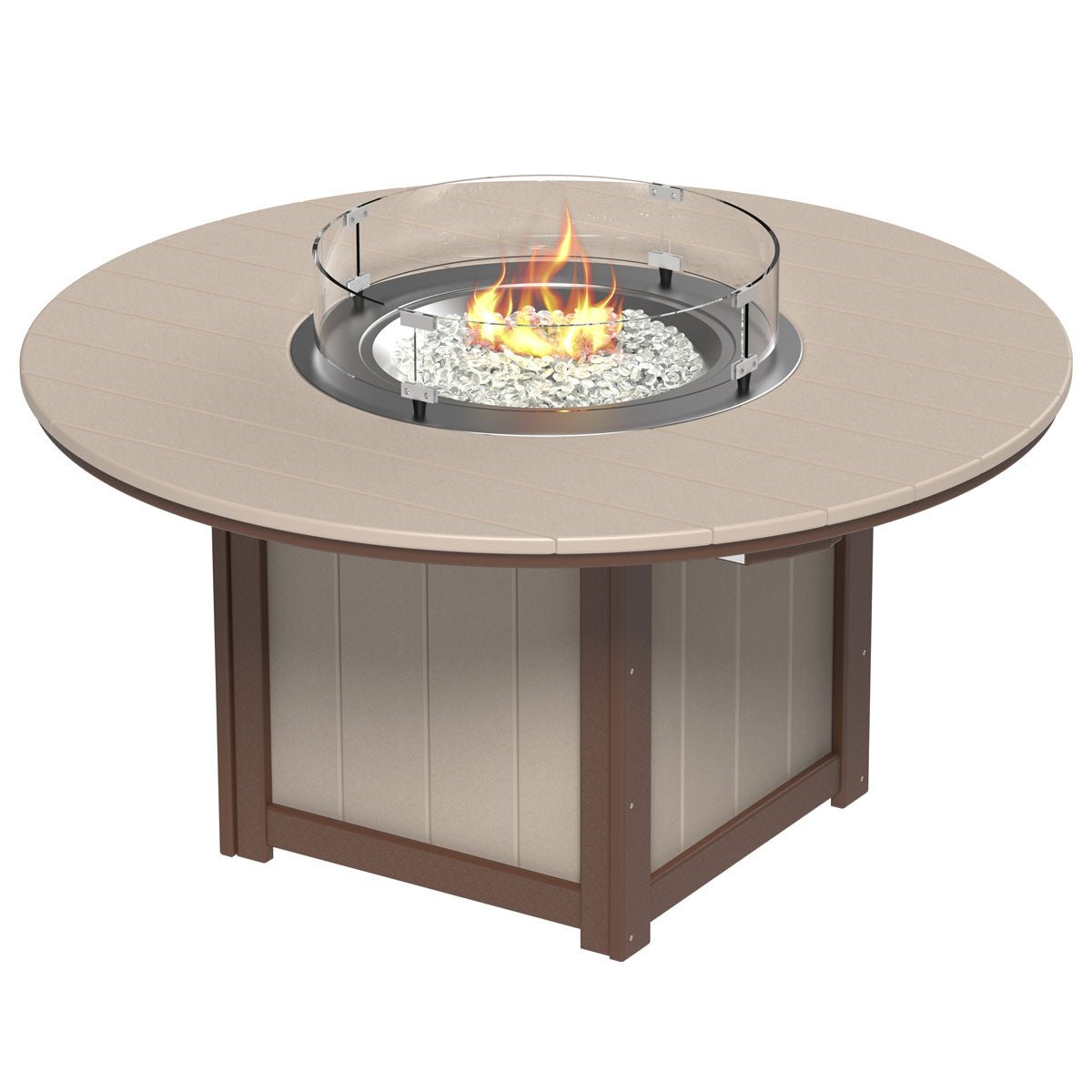 Lumin Outdoor Fire Table - 60" Round weatherwood-chestnut-brown Counter Height (36") option3