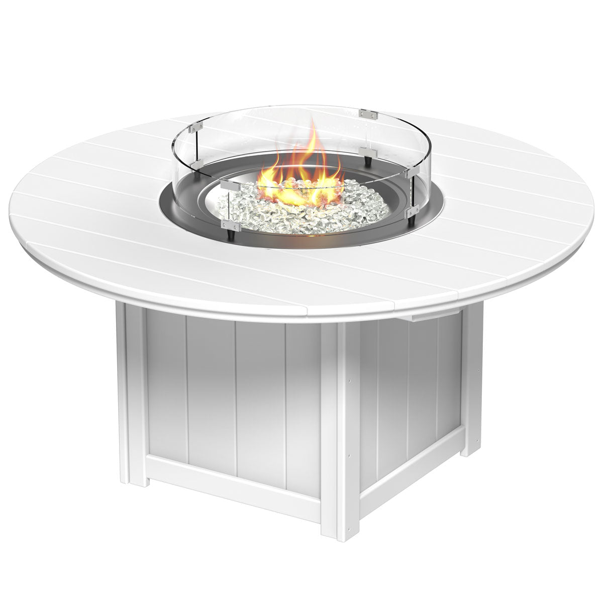 Lumin Outdoor Fire Table - 60" Round white Dining Height (30") option3
