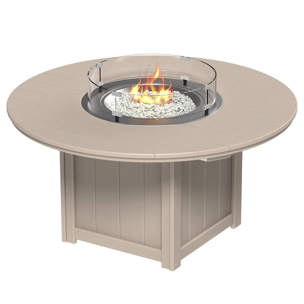 Lumin Outdoor Fire Table - 60" Round weatherwood Dining Height (30") option3