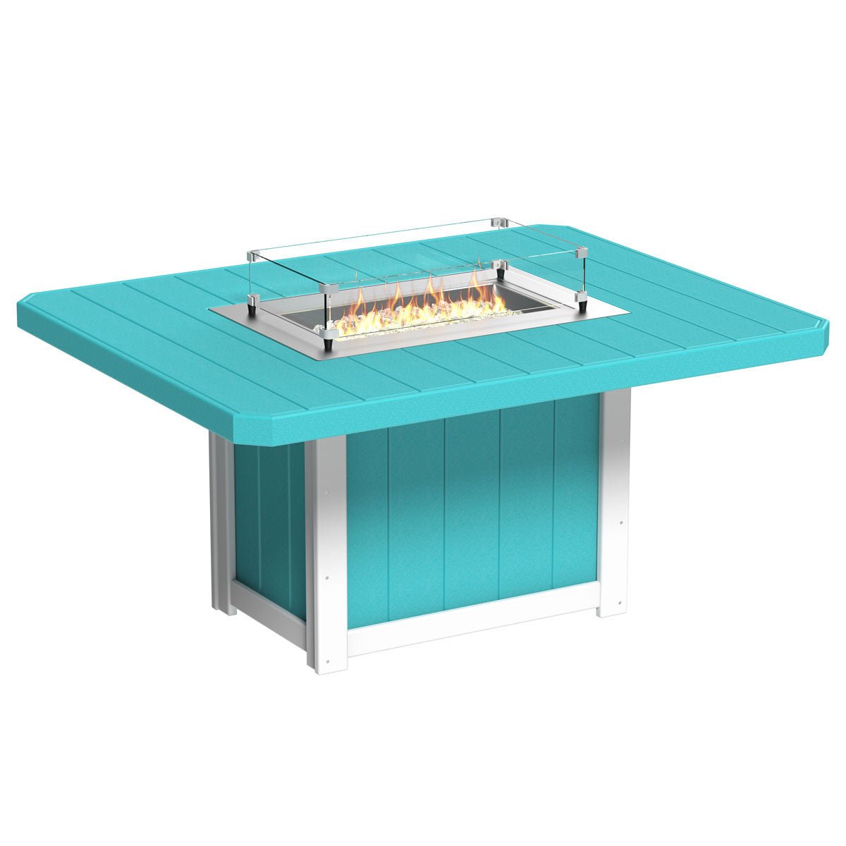 Lumin Outdoor Fire Table - 62" Long aruba-blue-white Bar Height (42")