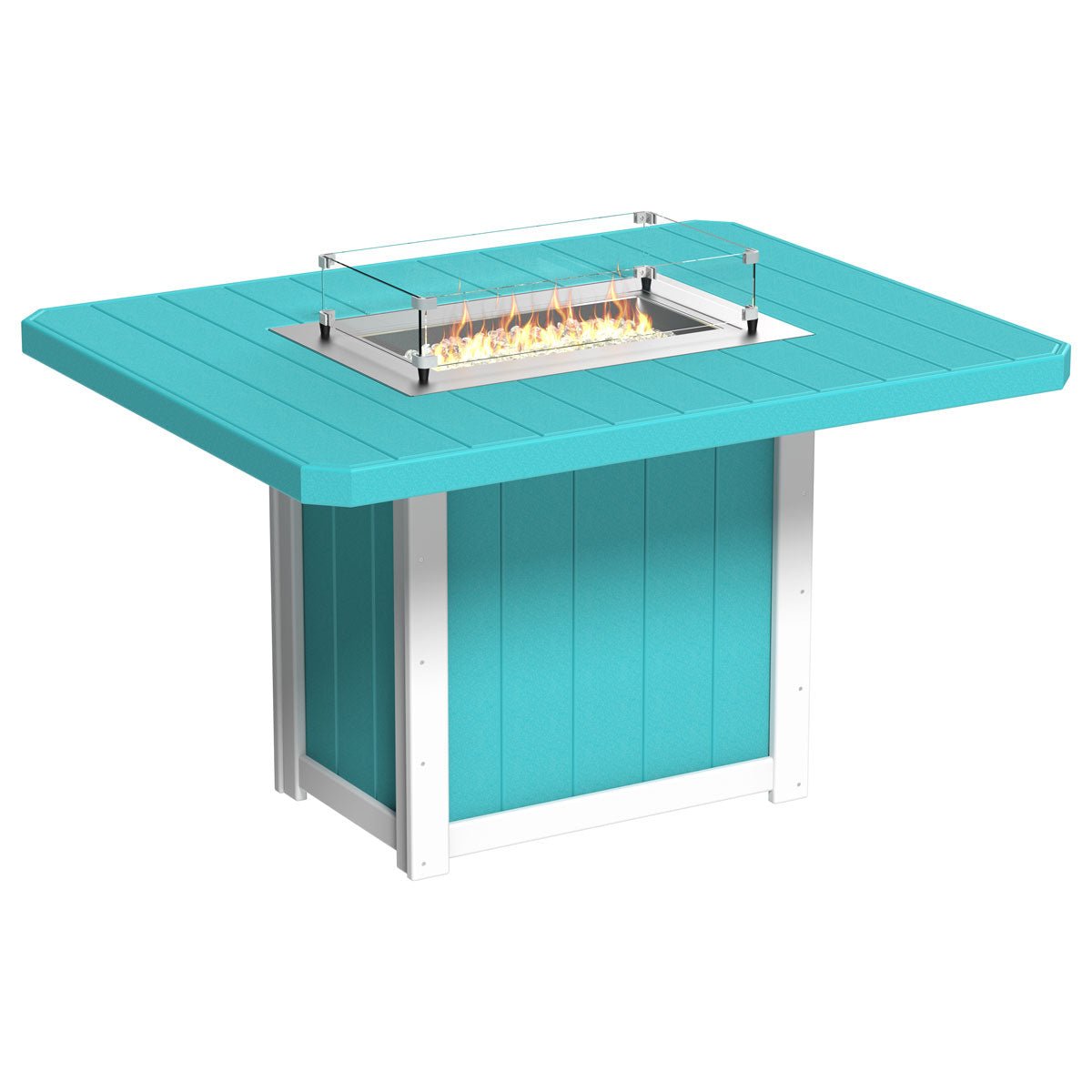Lumin Outdoor Fire Table - 62" Long aruba-blue-white Bar Height (42")