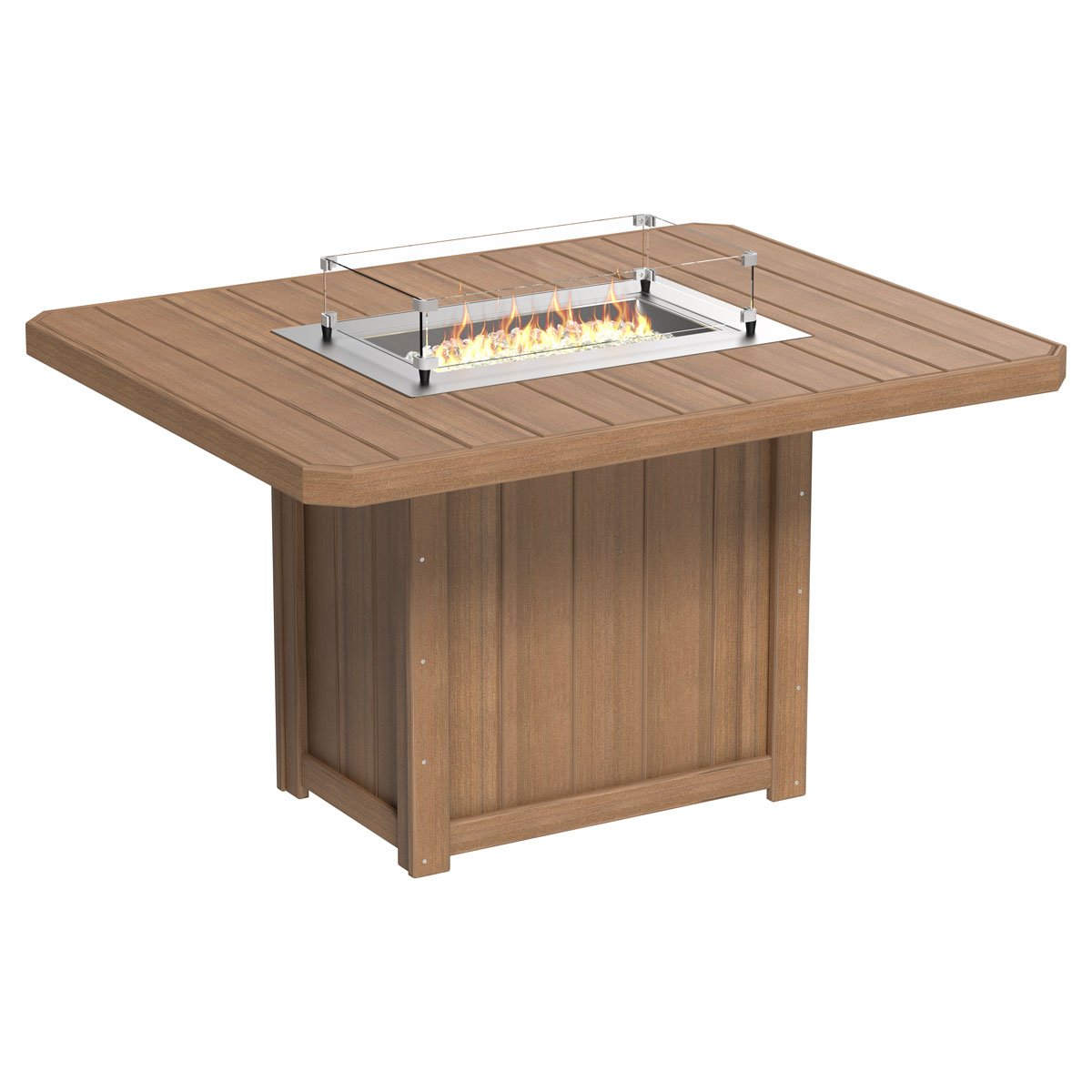 Lumin Outdoor Fire Table - 62" Long antique-mahogany Bar Height (42")
