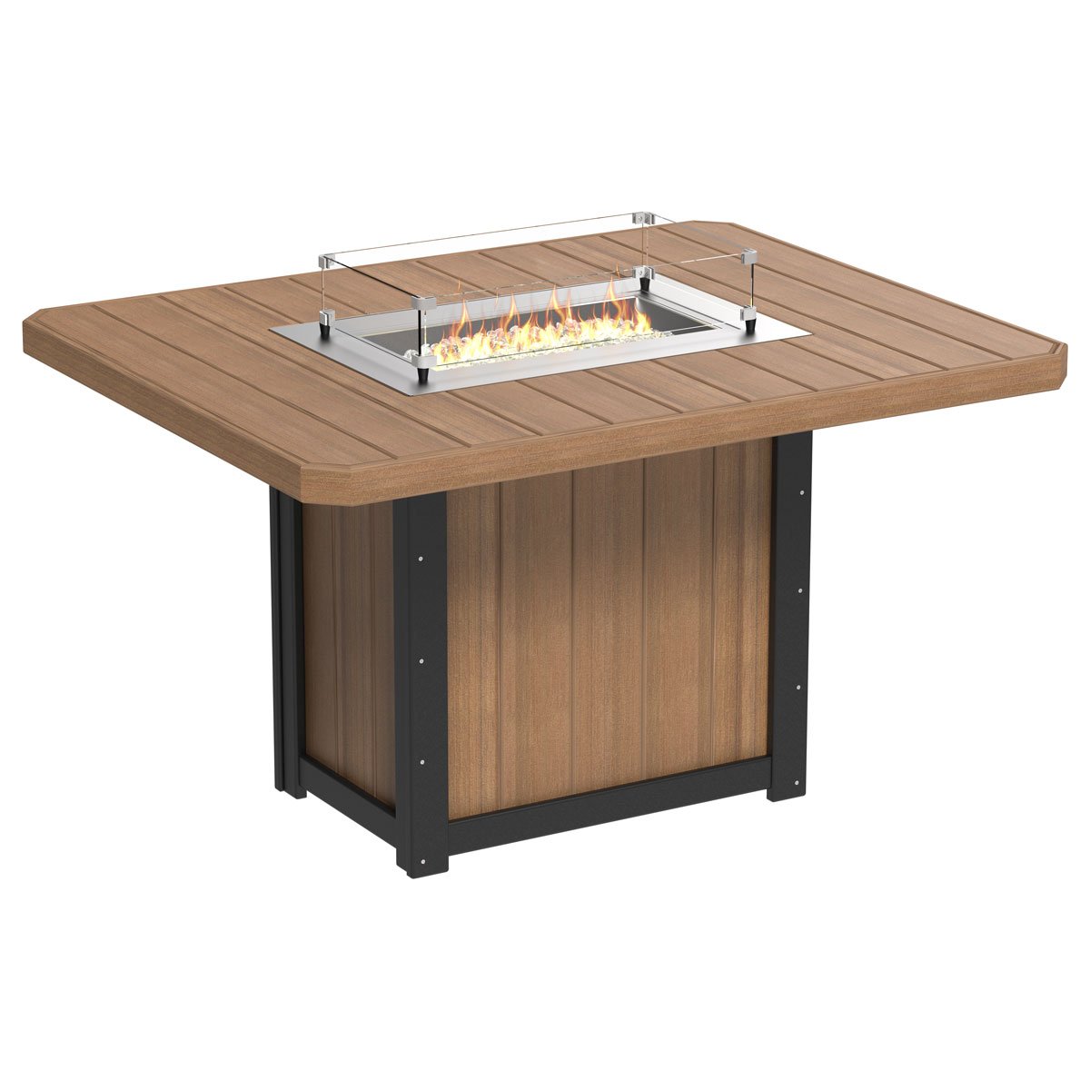 Lumin Outdoor Fire Table - 62" Long antique-mahogany-black Bar Height (42")