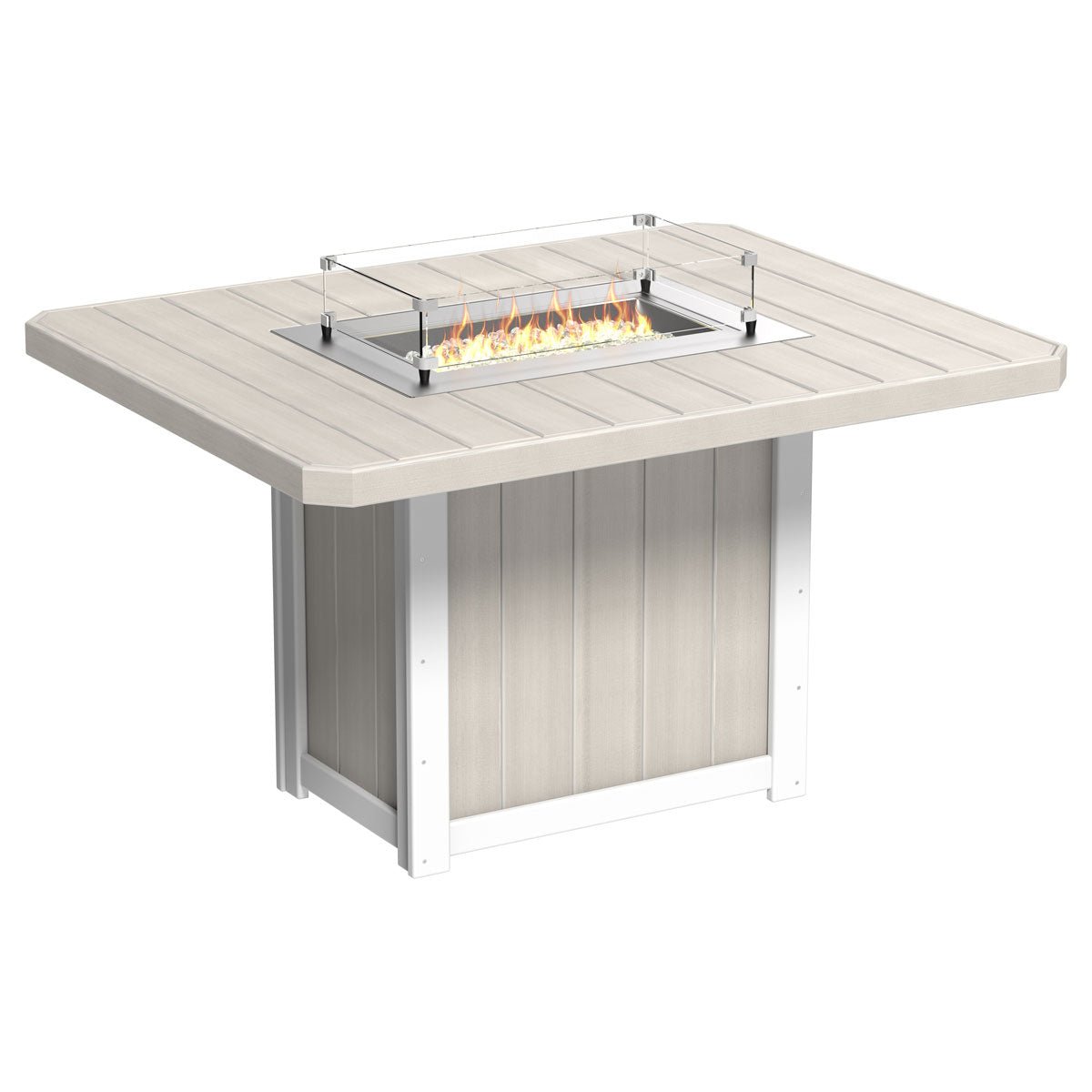 Lumin Outdoor Fire Table - 62" Long birch-white Bar Height (42")