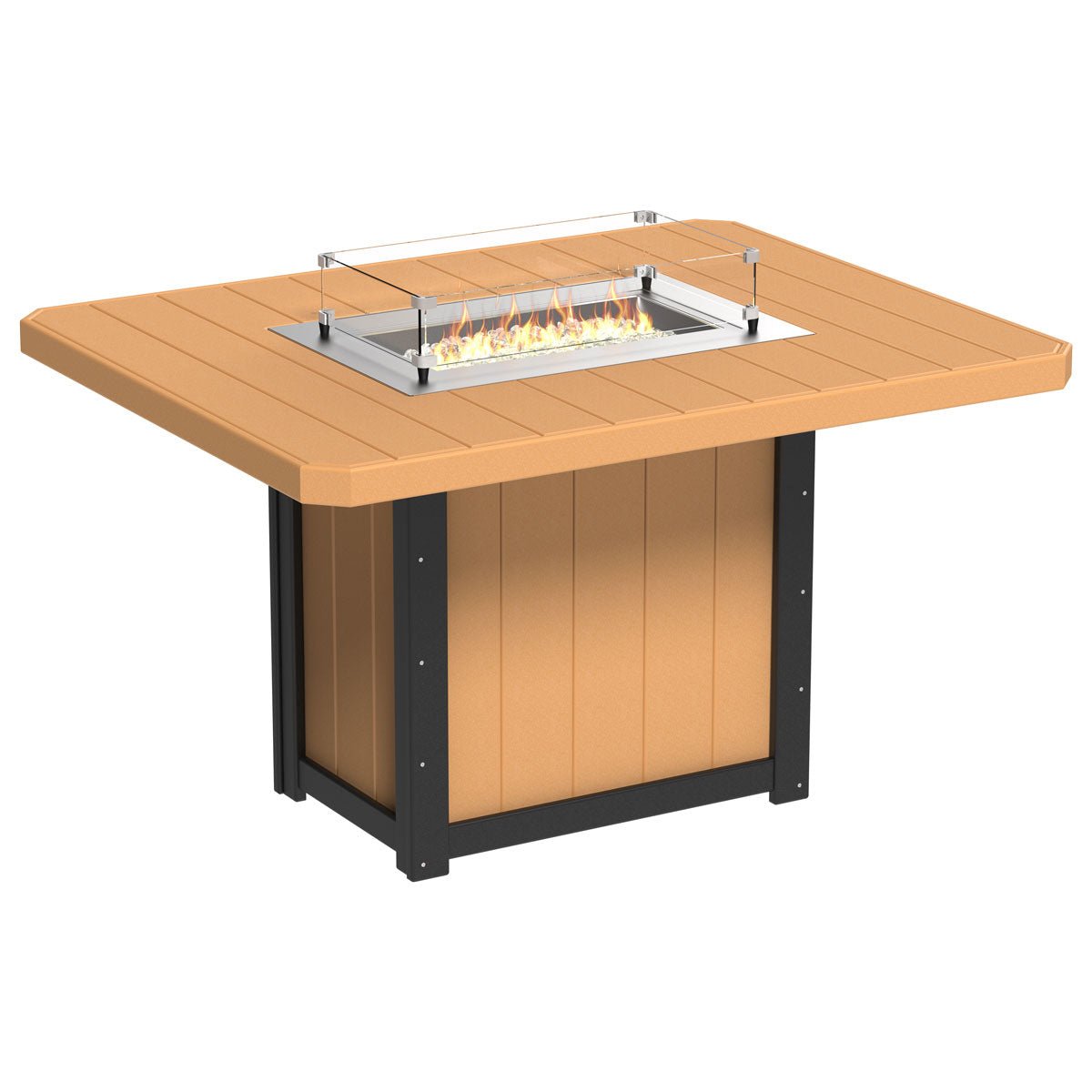Lumin Outdoor Fire Table - 62" Long cedar-black Bar Height (42")