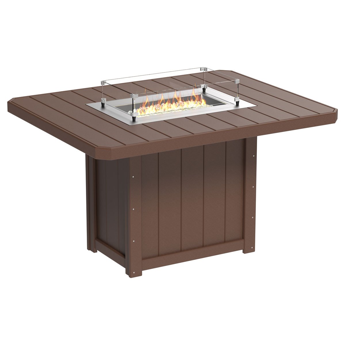 Lumin Outdoor Fire Table - 62" Long chestnut-brown Counter Height (36")