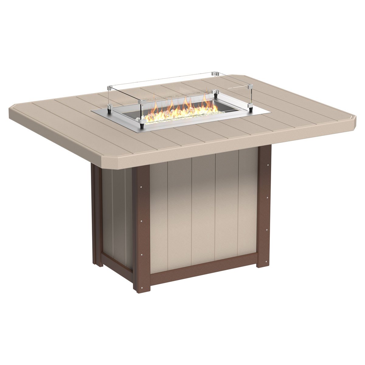 Lumin Outdoor Fire Table - 62" Long weatherwood-chestnut-brown Counter Height (36")