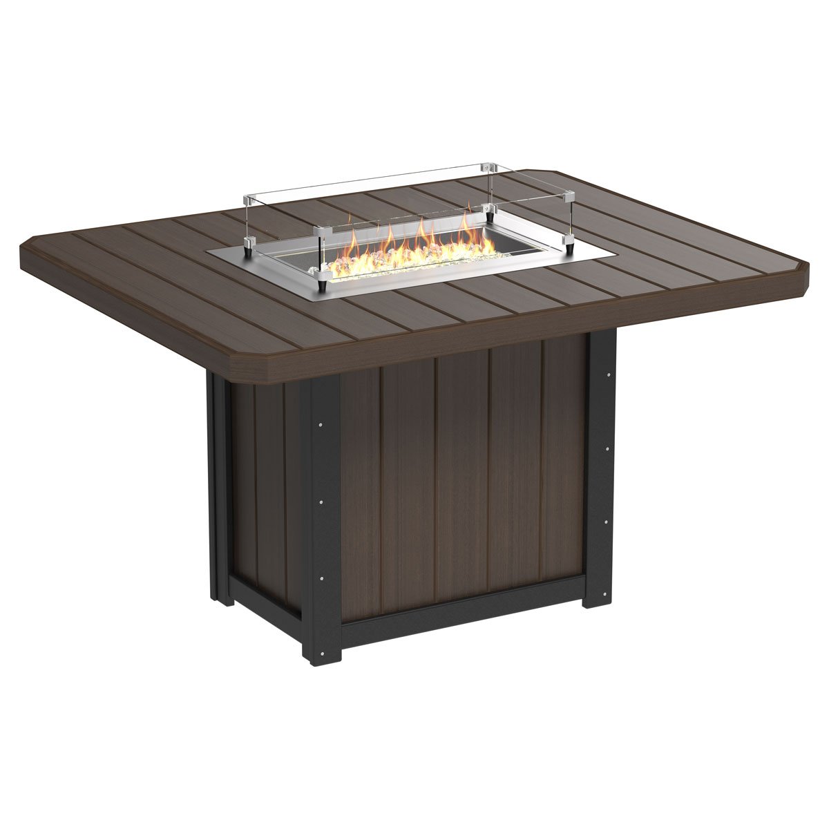 Lumin Outdoor Fire Table - 62" Long brazillian-black-walnut Dining Height (30")