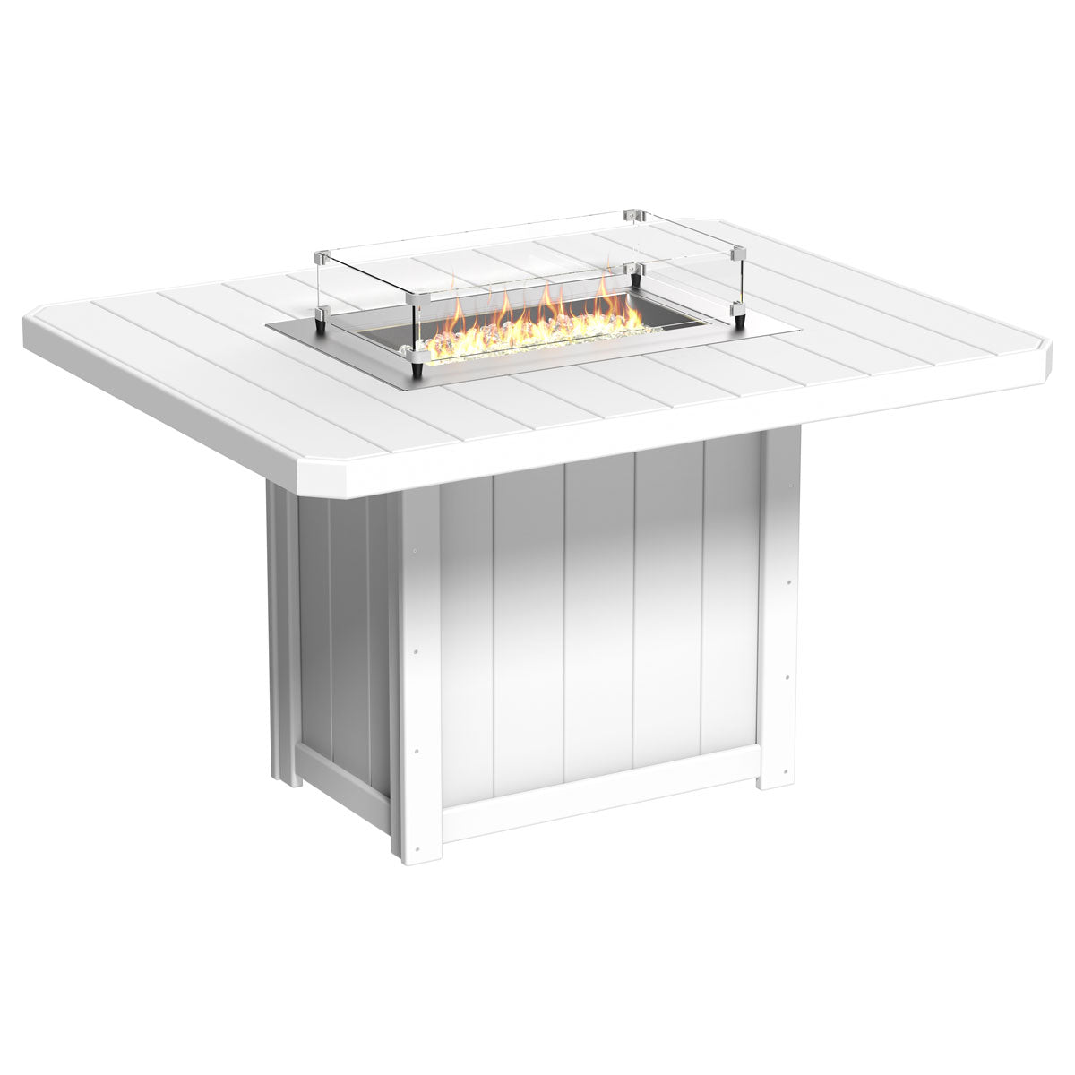Lumin Outdoor Fire Table - 62" Long white Dining Height (30")