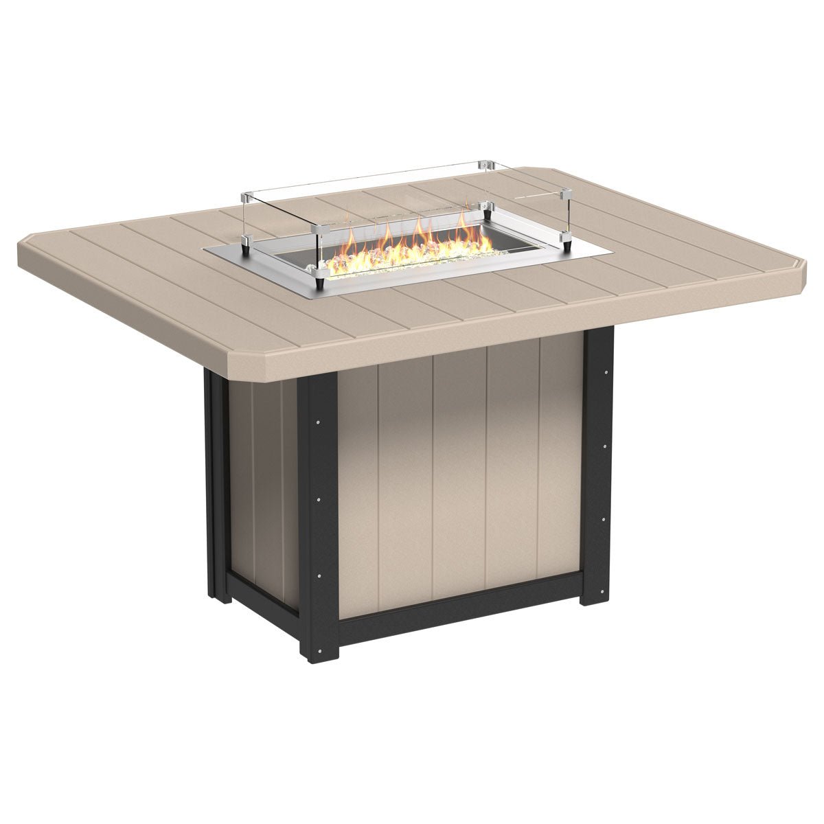 Lumin Outdoor Fire Table - 62" Long weatherwood-black Dining Height (30")